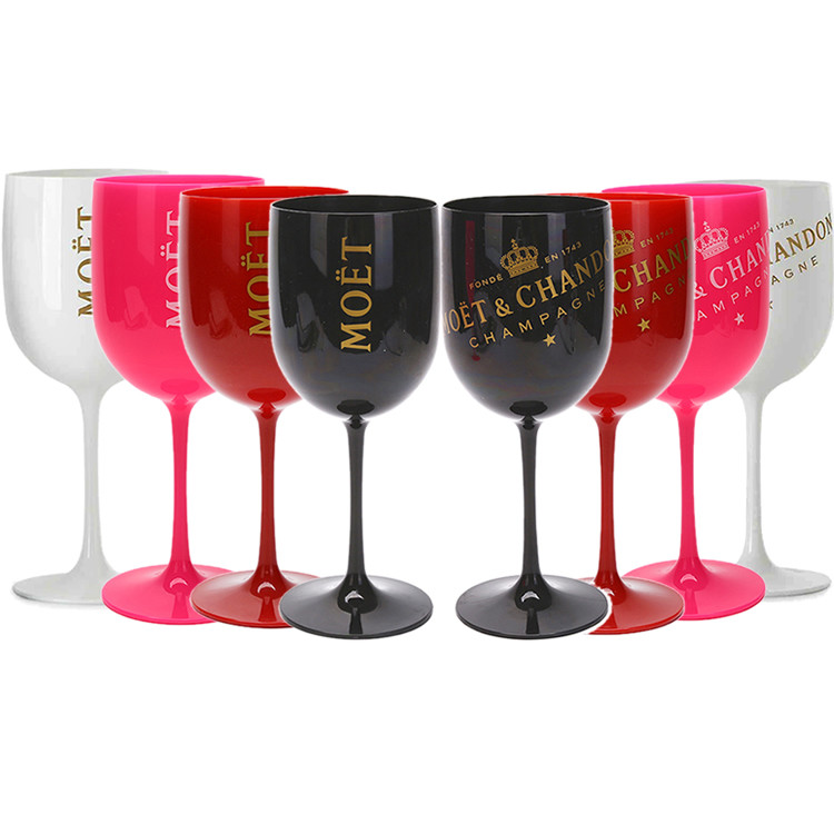 15.5oz Reusable Wine Cup With Gold Rim Shatterproof Plastic Wine Goblets