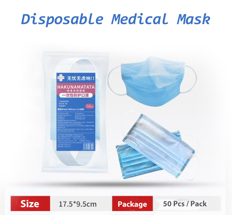Virus Protective Non Woven Fabric Face Mask Adjustable Nose Clip For Public Place