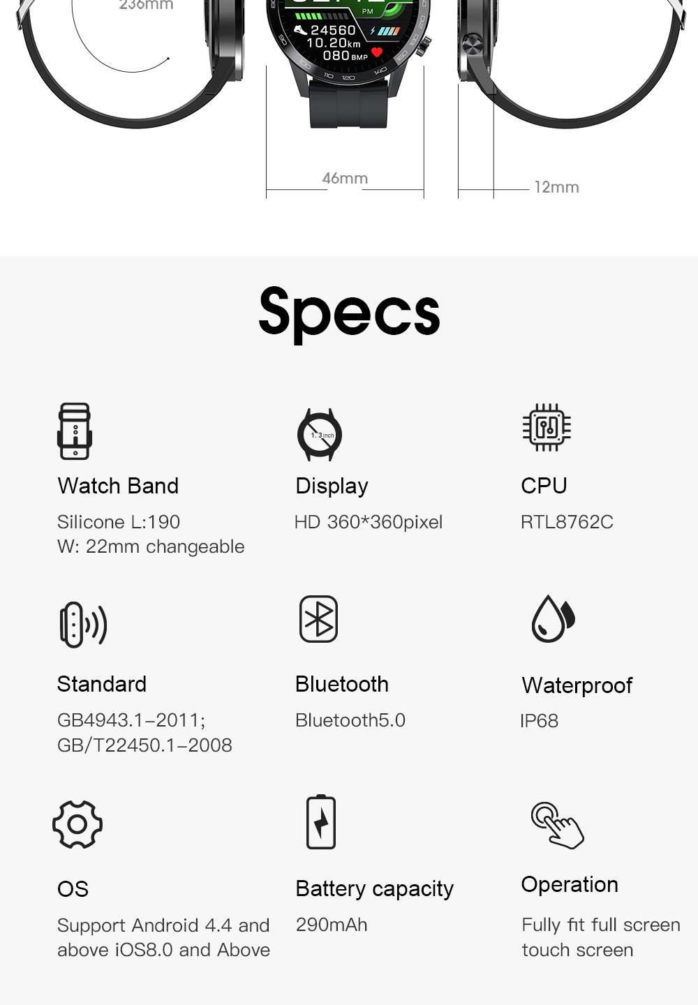 ECG Heart rate Amazfit Gts sport bracelet smart watch Apply For Huawei