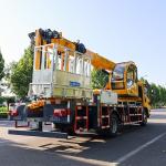 Aerial work truck with telescopic boom
