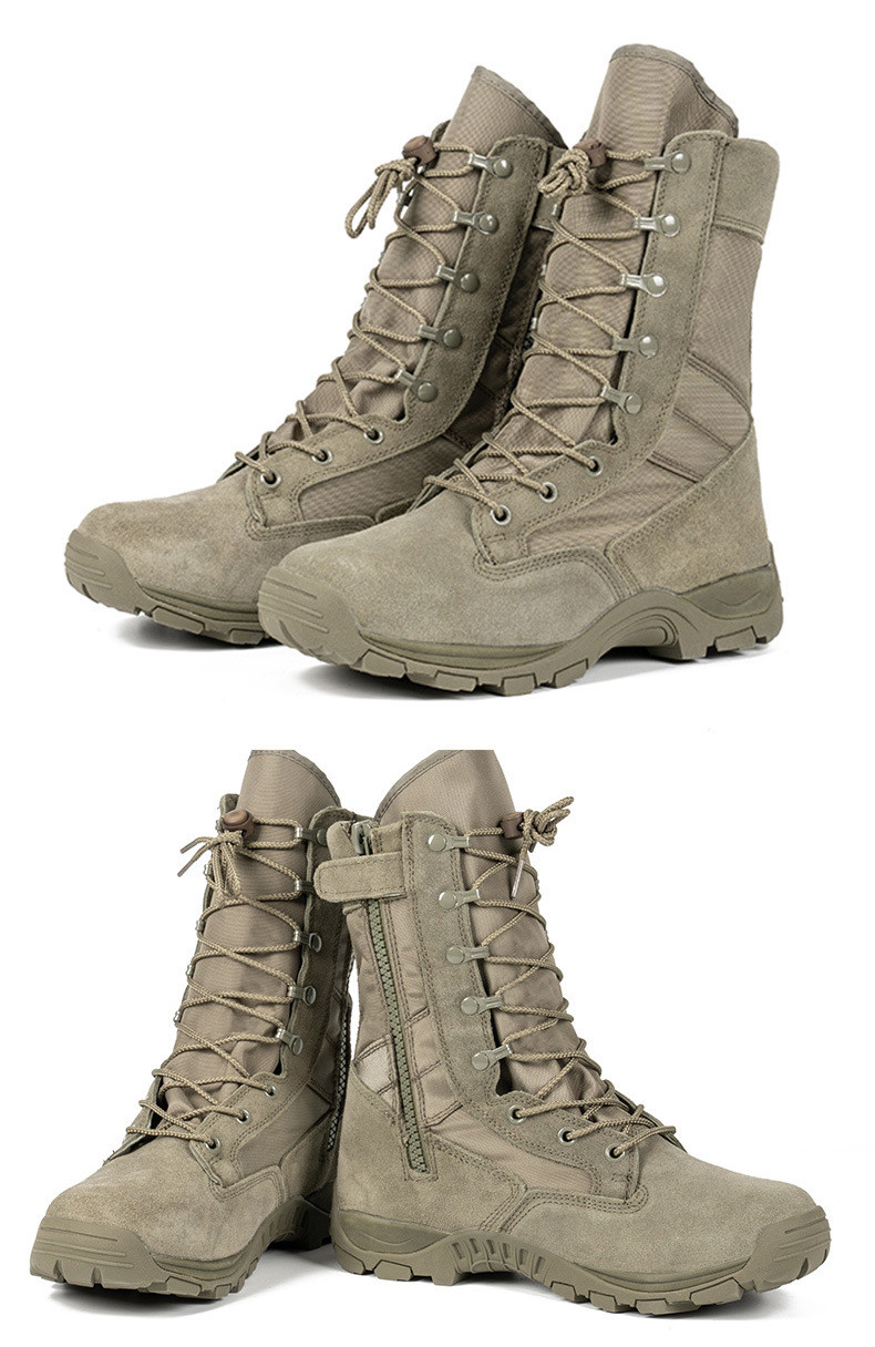 Non-slip Rubber Sole Combat Boots Oxford Cloth Material For Security Work In Green