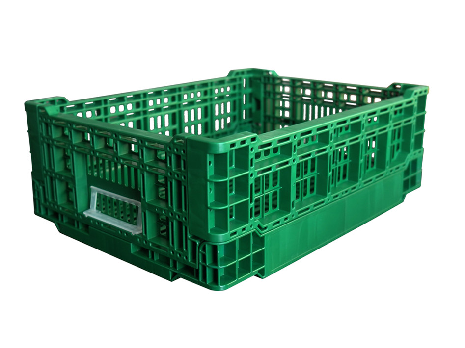 Mesh Style 400x300x140mm Plastic Crates for Fruits and Vegetables Orange Eco-friendly