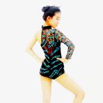 Full Sequin Lace One Sleeve Leotard Asymmetric Jazz Tap Costumes For Children