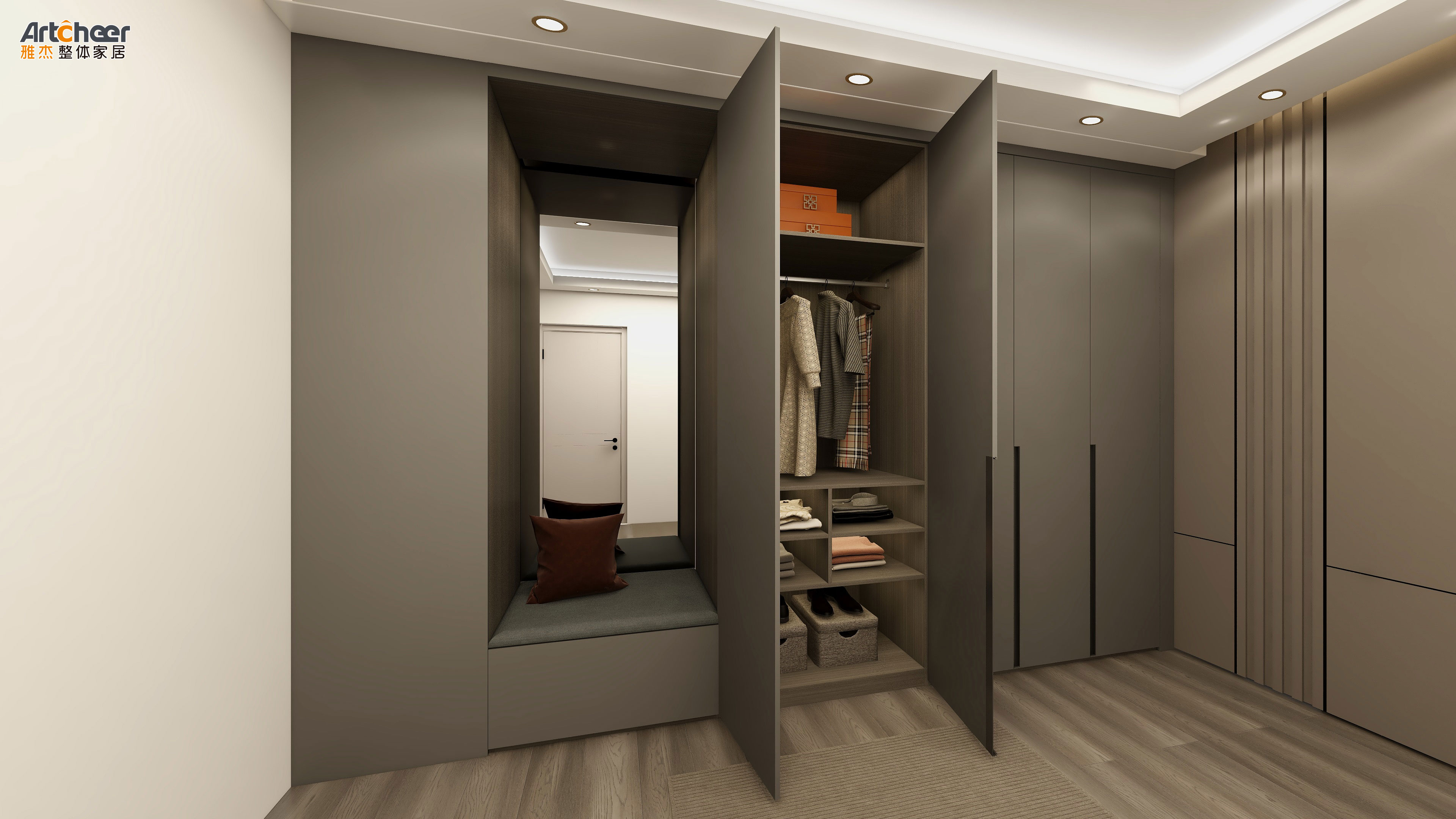 Modern Minimalist Wooden Bedroom Hinge Door Wardrobe High End Nordic Style 2 Door Wardrobe