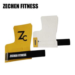 Quality Yellow Fingerless Crossfit Grips Carbon Fiber Leather Fitness Palm Protect Pull Up Grips wholesale