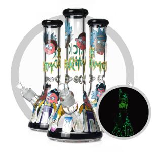Quality 13.5 Inches Beaker Bong Heady 7MM Glass Smoking Pipe Rick and Morty Art Glass wholesale
