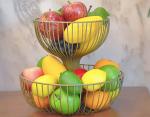 Customized Design Baking Black Iron 2-Layer Metal Fruit Plate 27*35*24CM