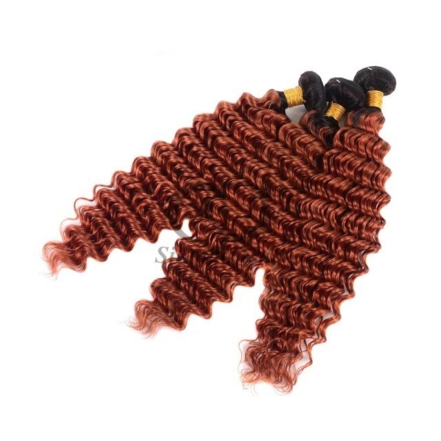 #T1B/Ginger Deep Wave Remy Human Hair Bundles Sew In Weave Bundles Brazilian Bundle Deals