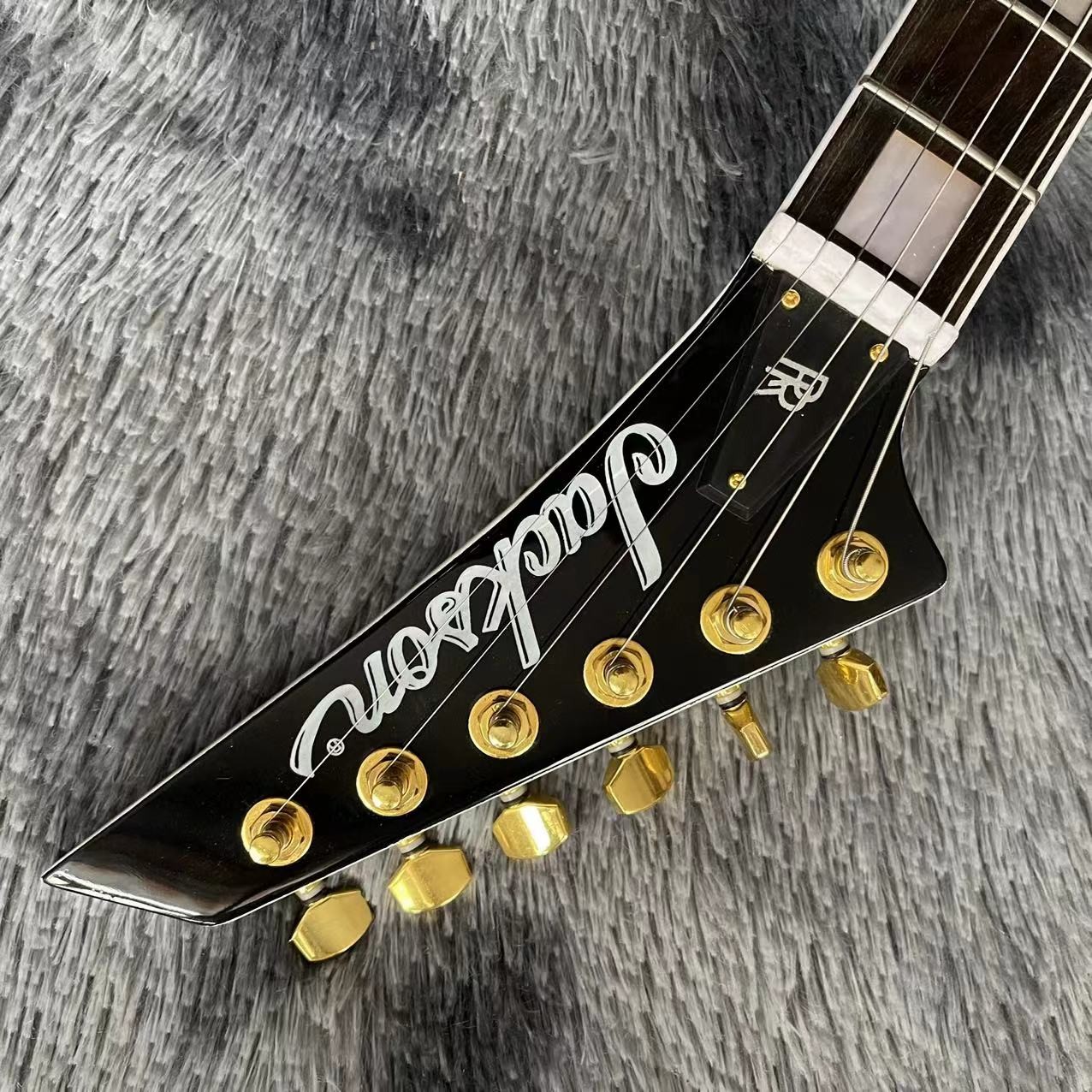 Custom Grand Jack electric guitar white color in black strips with gold hardware accept guitar OEM