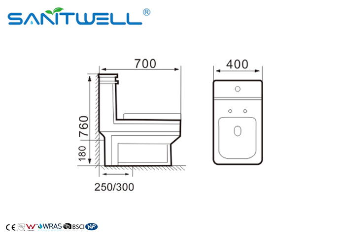Sanitaryware Golden Ceramic Toilet SWC1611 700*400*760 Mm One Piece