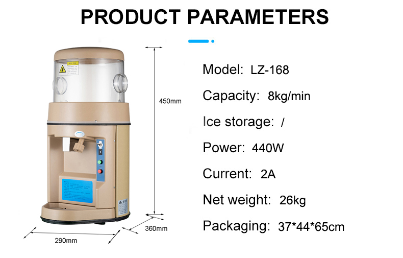 Ice Crushing with LZ-168 Commercial Hawaiian Shaved Ice Machine at 8Kg/Min