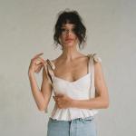 Summer Ladies Camisole Tank Tops Ruffled Hem Straps Slim Fit