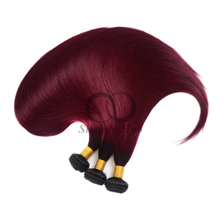 #T1B/Burgundy Straight Remy Human Hair Bundles Sew In Weave Bundles Brazilian Bundle Deals
