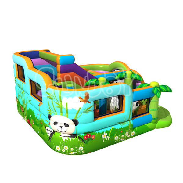 Panda Amusement Park Inflatable Fun City With Air Blower