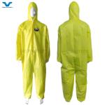 Yellow Chemical Proof ISO Hooded Disposable Coveralls OEM Industrial Customizati