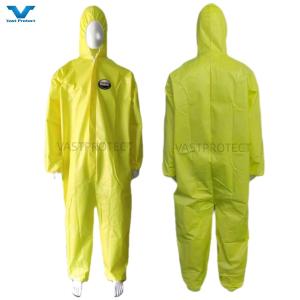 Quality Yellow Chemical Proof ISO Hooded Disposable Coveralls OEM Industrial Customization wholesale