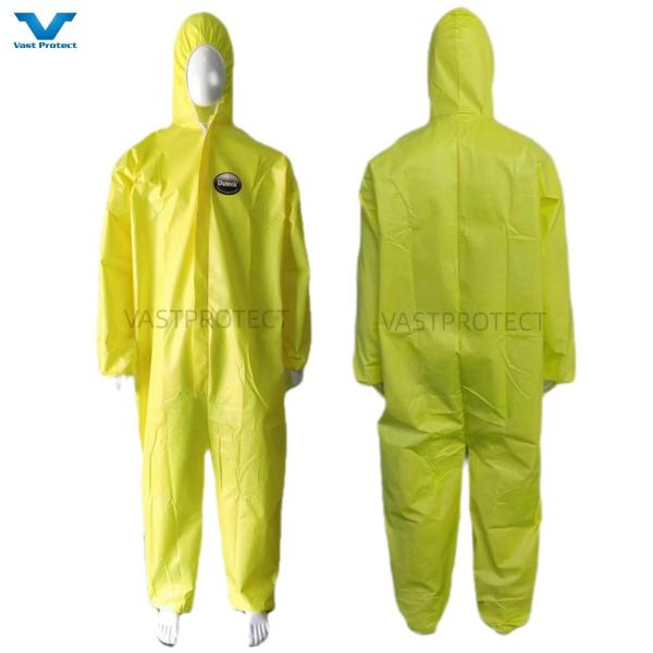 Yellow Chemical Proof ISO Hooded Disposable Coveralls OEM Industrial Customizati