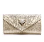 2016 new leather female fox head inlay diamond evening bag clutch leather clutch