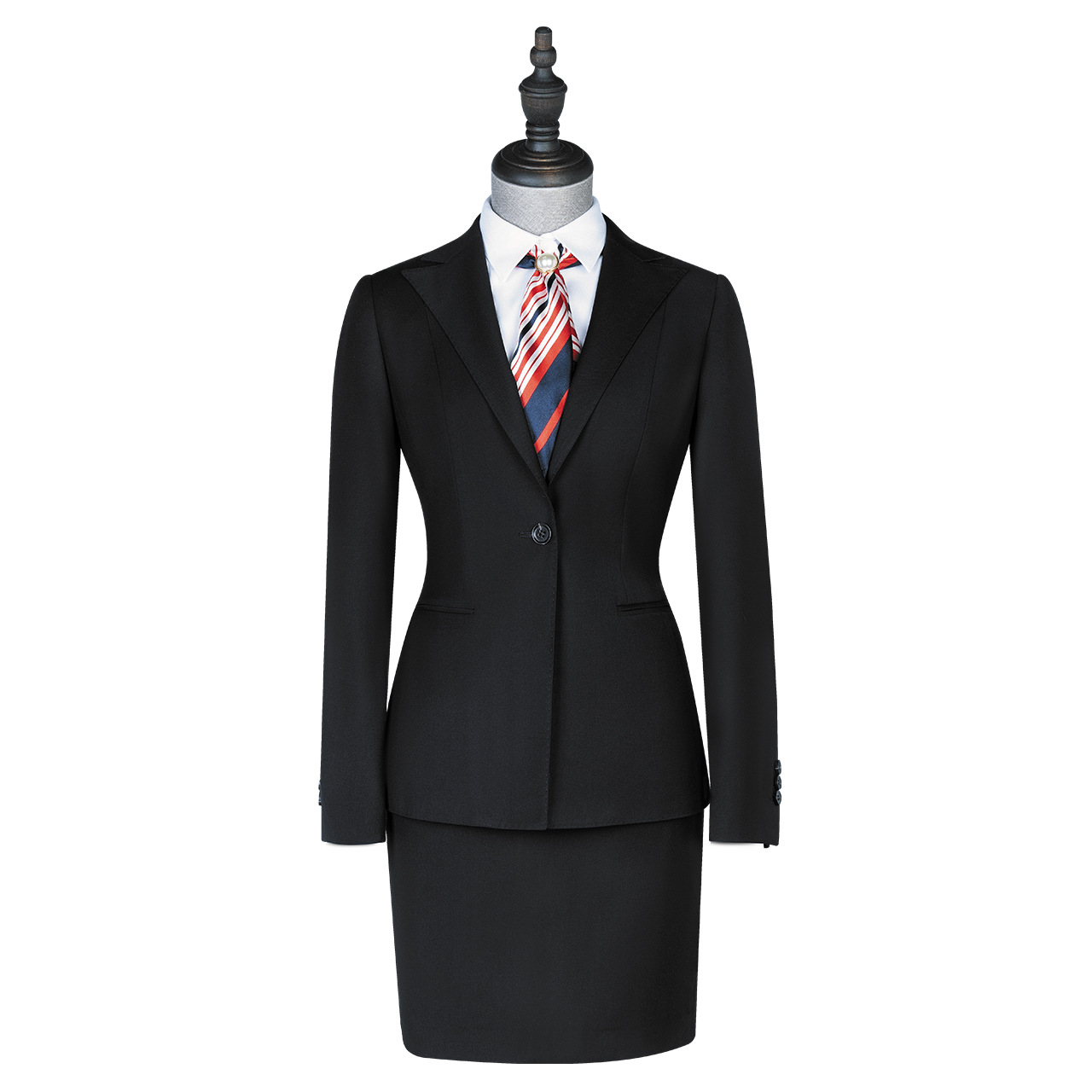 Womens Plus Size Business Suits V-neck Skirt and Blazer Set for Formal Office Wear
