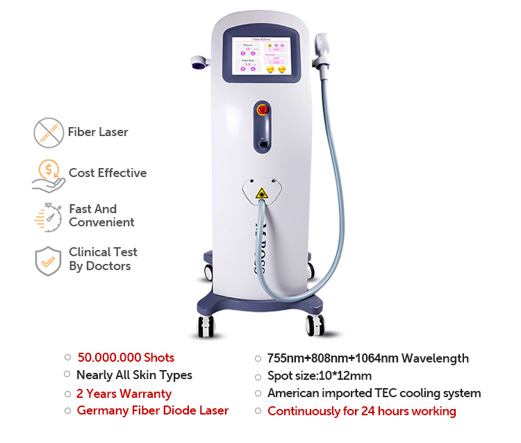 3 wavelength 808nm 755nm 1064nm fiber diode laser painless hair removal beauty laser machine price