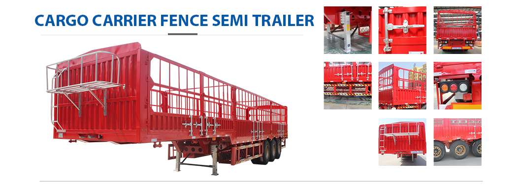 Aotong 3 Axles Semi Tralier for sheep cow pig transport Customers Optional