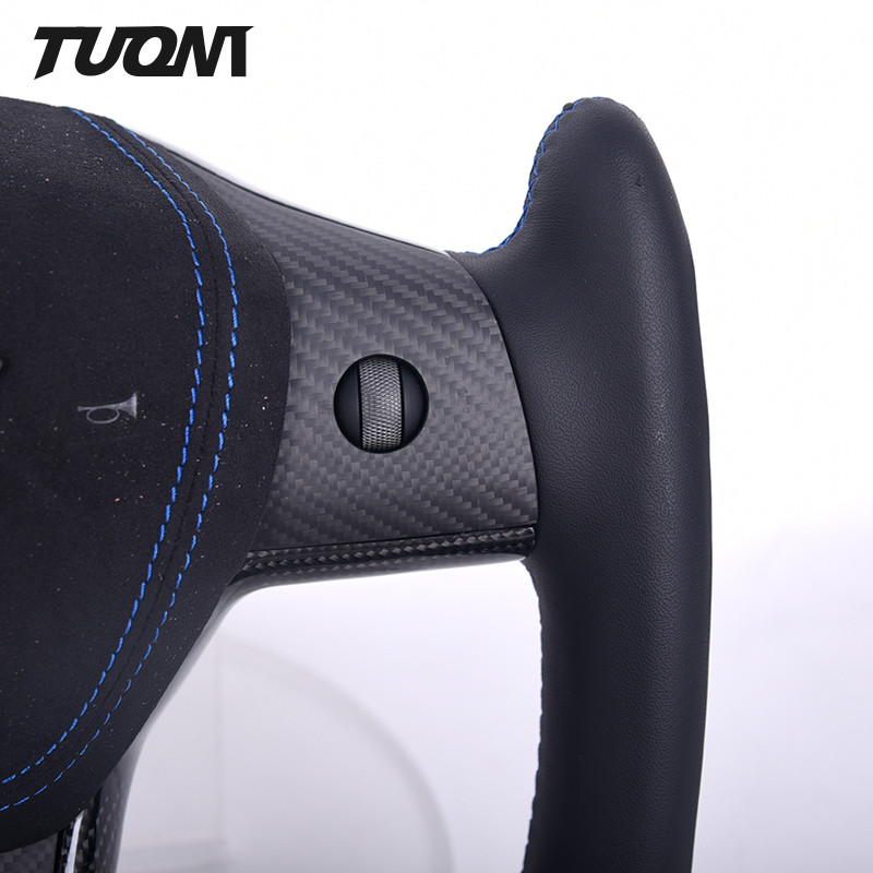 Matte Carbon Fiber Smooth Leather Steering Wheel Tesla Model 3 Y X S