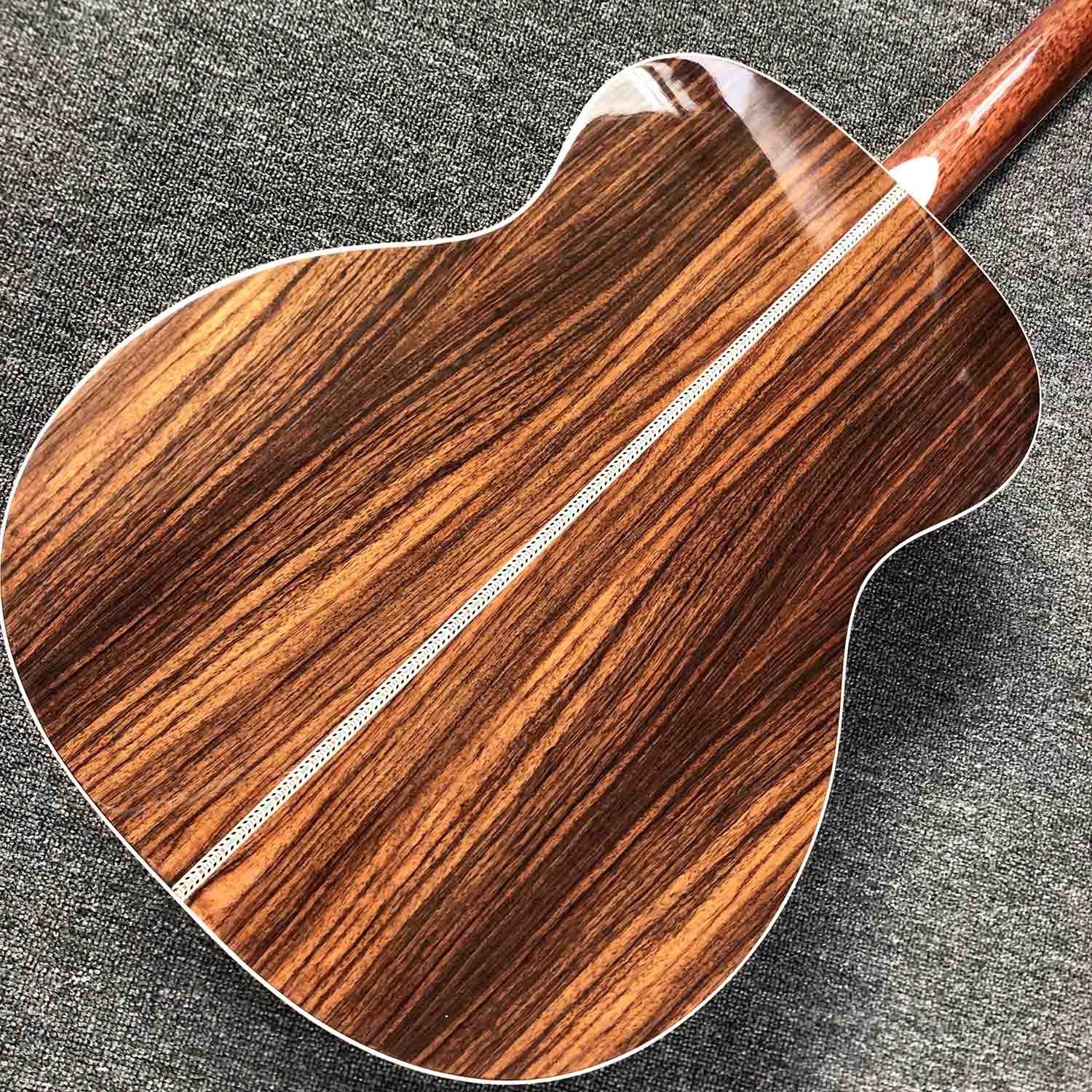 Custom Solid Spruce Top Rosewood Back Side Ebony Fingerboard Real Abalone Binding OM Body 42s Acoustic Guitar