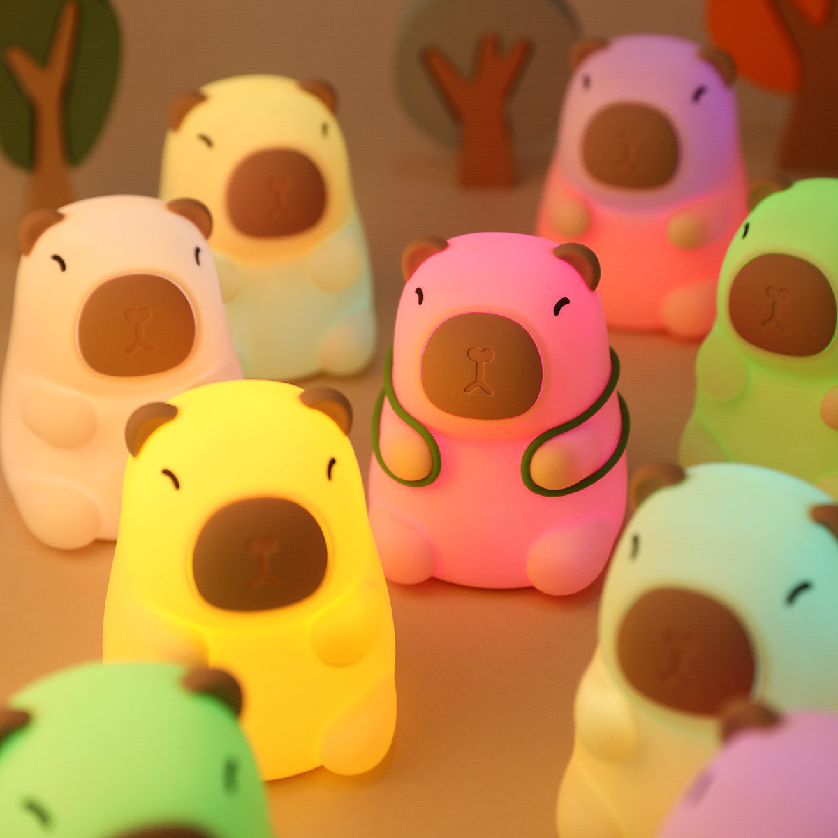 White Squishy Bunny Night Light Waterproof 16 Colors Cute Kids Santacam Nightlight