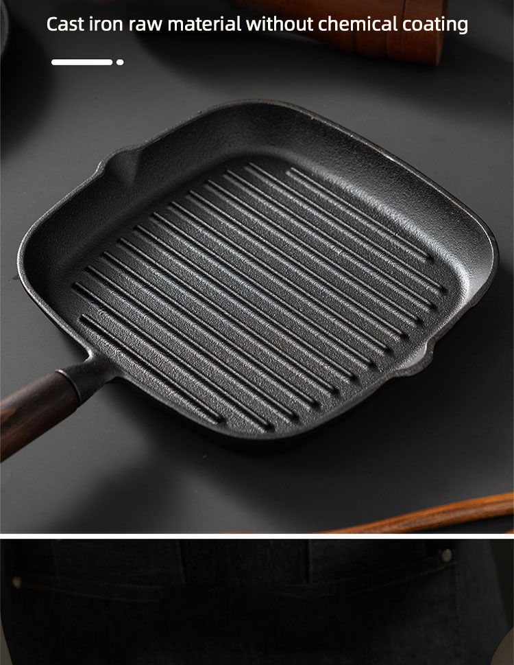 Hot Selling Omelette Fry Grill Pan Multipurpose Korean Die Cast Iron Bbq Frypan Non Stick Square Cookware Skillet Pan