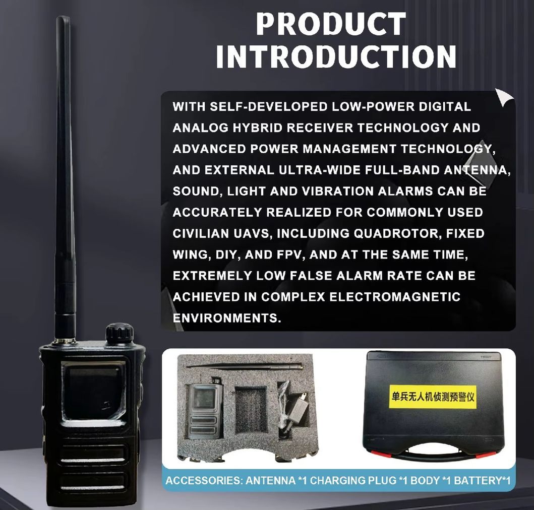 Ultra Wide Full Band Wearable Drone Detector 300MHz-6000MHz with Sound Light