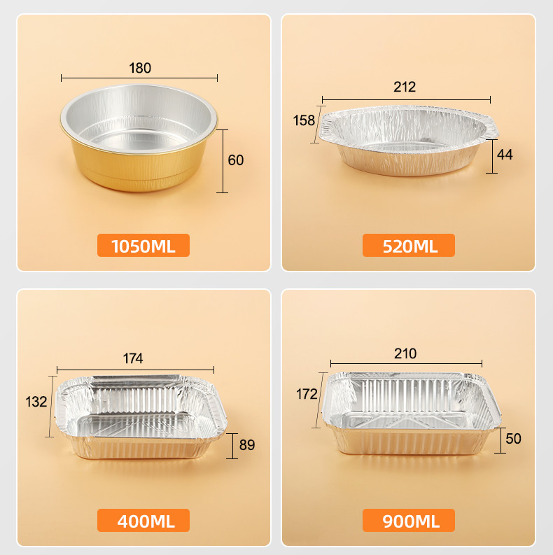 Round Aluminum Foil Lunch Box Barbecue Tin Foil Take Away Packaging Box