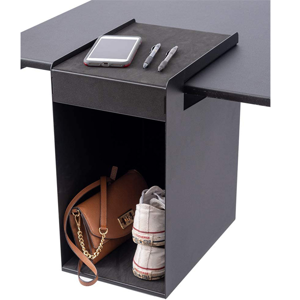 Black Hidden Solid Top Vertical Metal Hanging Underdesk Drawer Storage Organizer for Standing Desk
