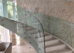 Laminated Glass Building Curved Stairs With Tempered Glass / Stainless Steel