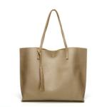 Nylon Womens Black Tote Handbag , 360mm X 300mm Leather Shoulder Tote Bag