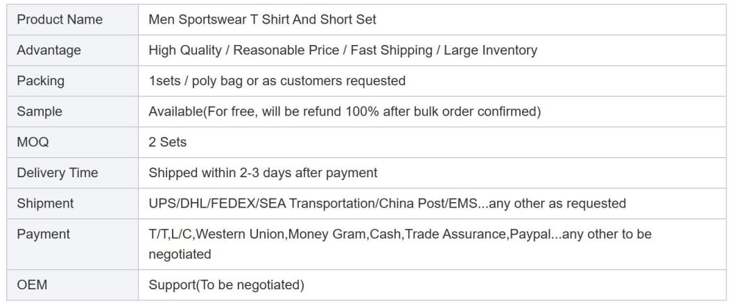 Men&prime;s Summer Thin Quick Drying Sportswear Men&prime;s Set with Short Sleeve Top and Sport Shorts