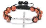 Shamballa Bracelet, Crystal Pave Alloy Beads, Silver Plated Brass Cross