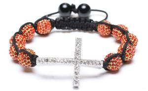 Quality Shamballa Bracelet, Crystal Pave Alloy Beads, Silver Plated Brass Cross wholesale