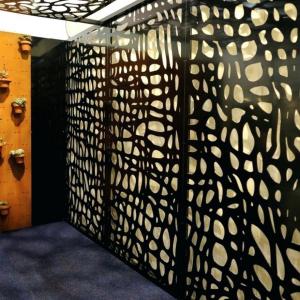 Quality Black Shelf Room Divider Screen Foldable Rectangle Carved Design wholesale
