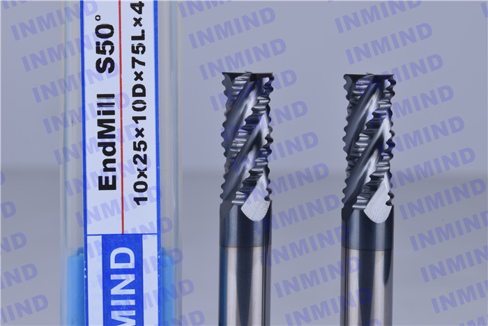 AlTiN Coated Milling Machine Tool Bits , Middle Speed Aluminum Cutting End Mills