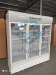 Commercial three-door upright glass beverage display freezer