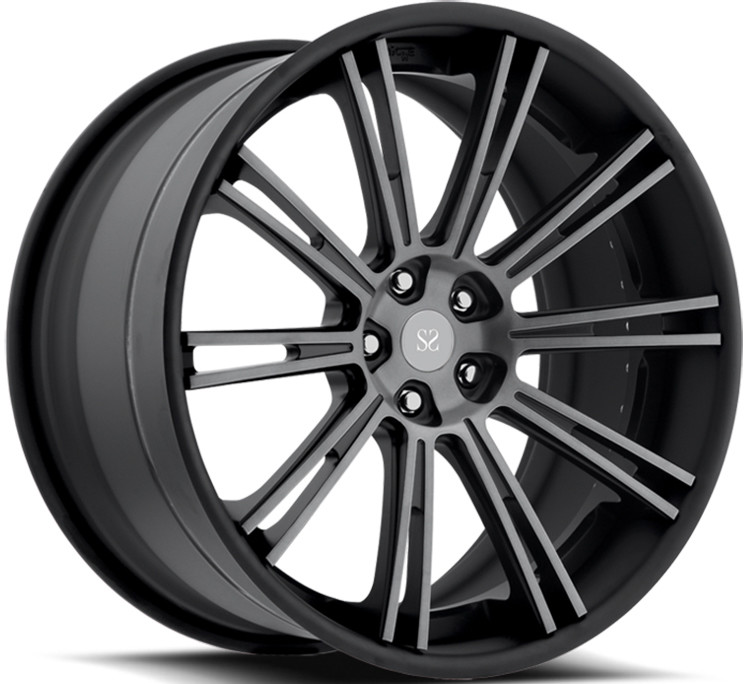 Gloss Black Lips 2 Piece Forged Wheels For Volkswagen T6 20inch Satin Face Rims