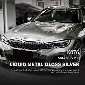 K076 Liquid Metal Glossy Silver TPU Color Car Paint Protection Film Wapping Car Foil