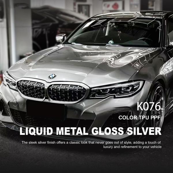 Cheap K076 Liquid Metal Glossy Silver TPU Color Car Paint Protection Film Wapping Car Foil for sale