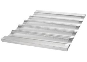 Quality RK Bakeware China Foodservice NSF 5 Loaf Aluminium Baking Tray Nonstick Wide Slot Baguette French Bread Pan wholesale