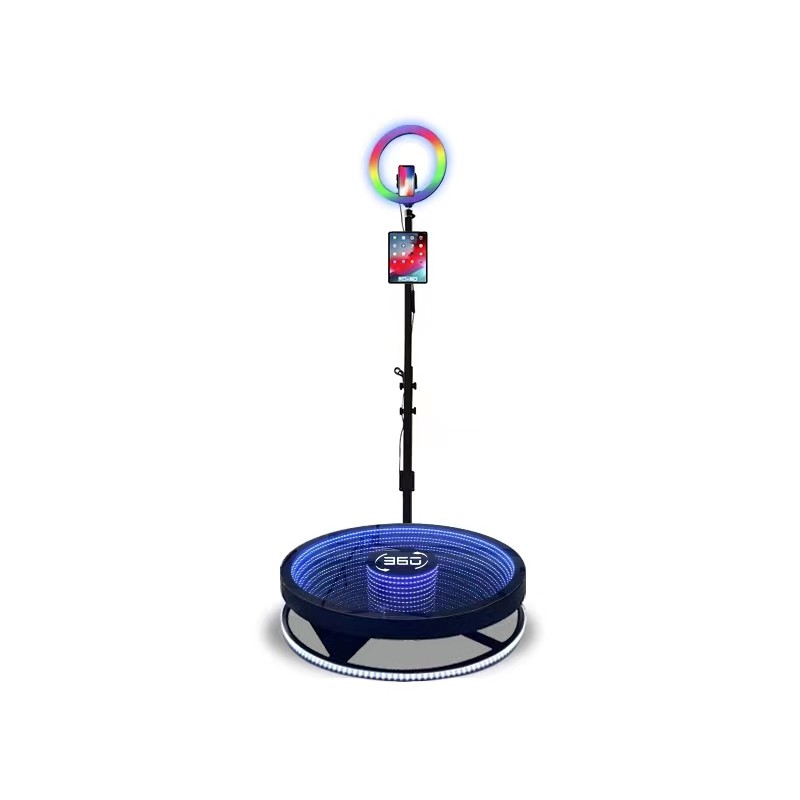 Stylish LED 360 Photo Booth Glass Infinity With Flight Case