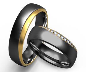 Quality Simple Fashion Damascus Steel Ring Black Gold Matching Couple Rings wholesale