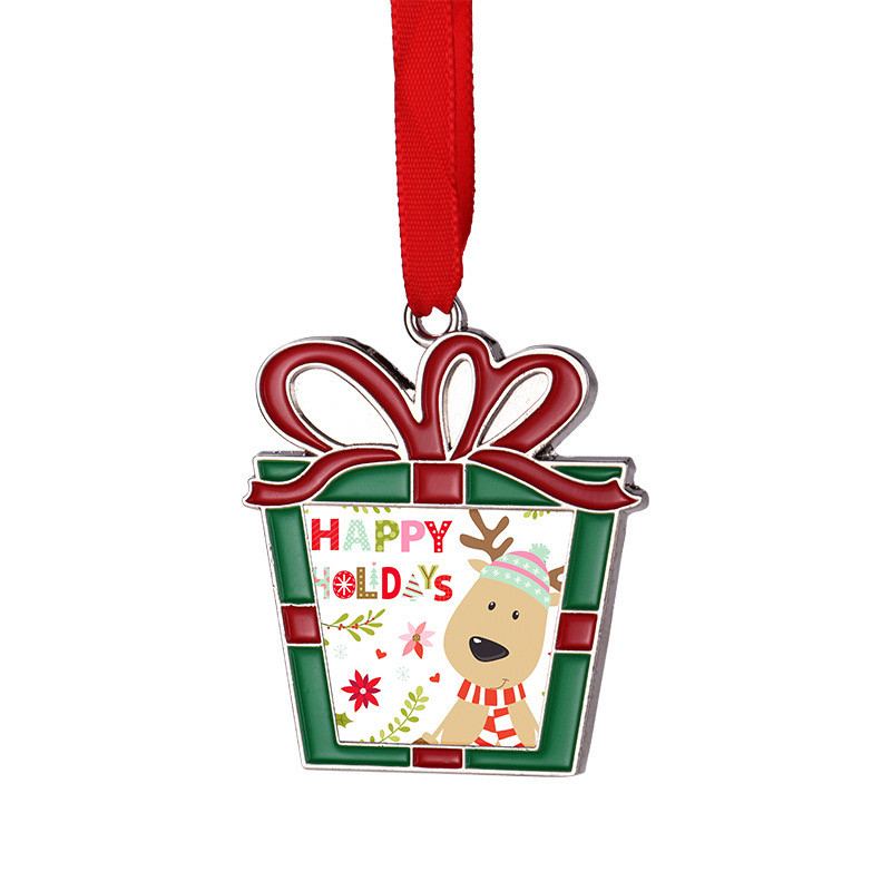 Christmas Tree Hanging Ornaments Sublimation Metal Christmas Pendant Heat Press Ornament For DIY