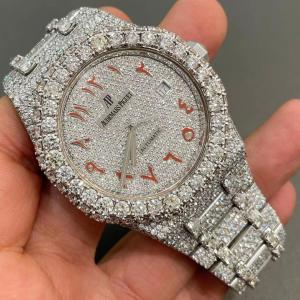 Quality Stainelss Steel Custom Moissanite Watches Moissanite Audemars Piguet Royal Oak wholesale