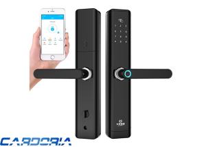 Quality Black Bluetooth Fingerprint Door Lock With 4*1.5V AA Alkaline Battery Rfid Card Unlock wholesale