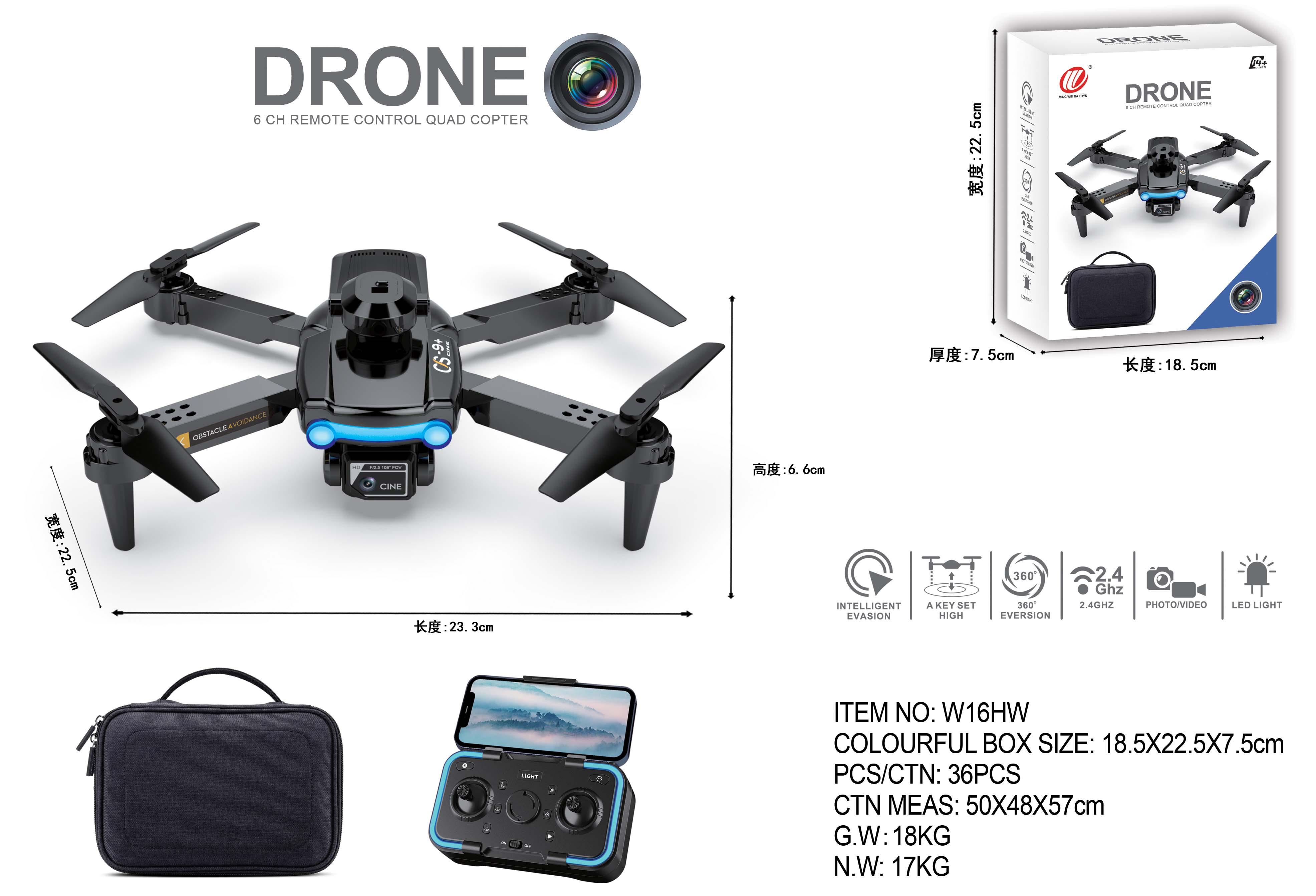 Emergency Stop Function Drone Camera for Wildlife Monitoring and Surveying 60MIN Charging Time